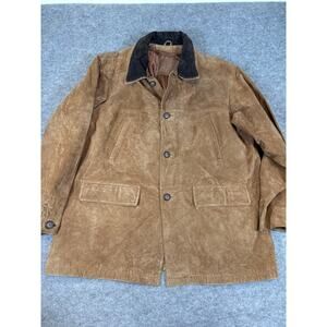 VINTAGE 90s Knightsbridge Faux Suede Jacket Mens Large Brown Barn Outdoor Retro